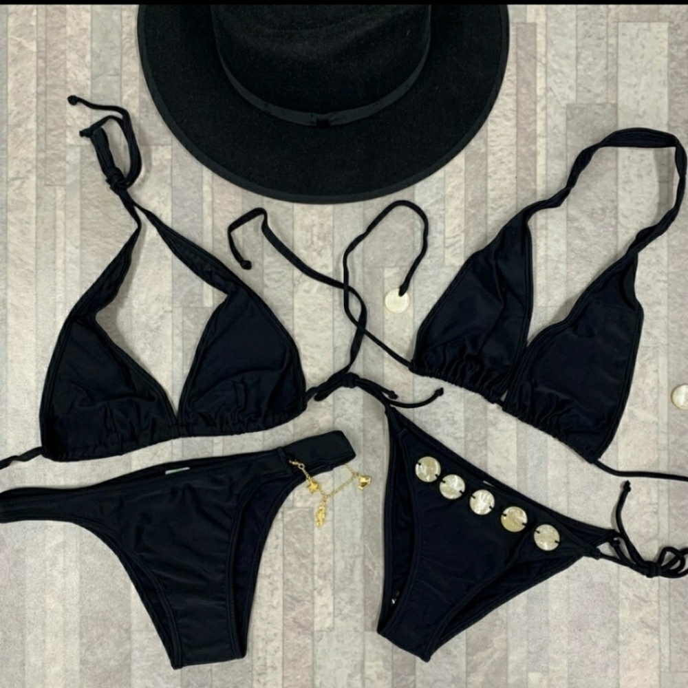 Agua Doce Black 2 Piece Bikini Nwt - Picture 2 of 7